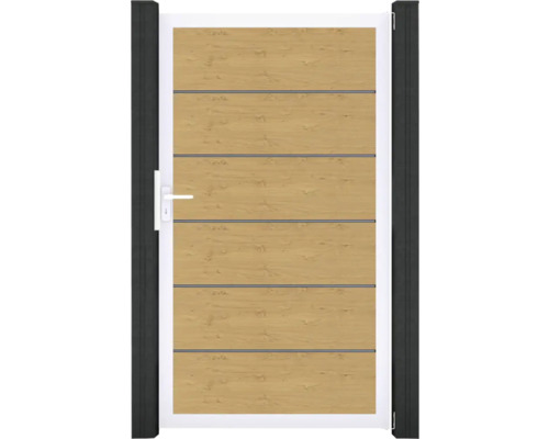 Branka GroJa BasicLine Premium DIN Zahradní branka s designem dřeva a vodorovnými ozdobnými lištami