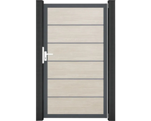 Zahradní branka s vodorovnými panely a rukojetí