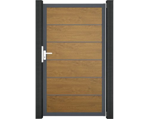 Branka GroJa BasicLine Premium DIN Hliníková zahradní branka s dřevěným efektem a rukojetí