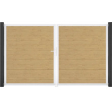 Dvoukřídlá brána s dřevěnou výplní a rámem