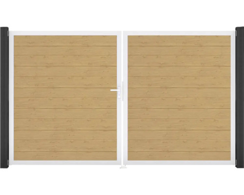 Dvoukřídlá brána s dřevěnou výplní a rámem