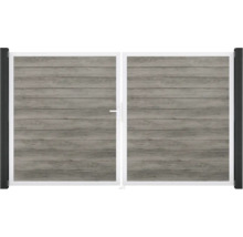 Dvoukřídlá brána s dřevěným vzhledem