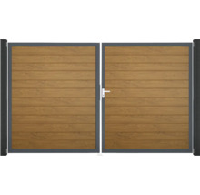 Dvoukřídlá brána ze dřeva s kovovým rámem