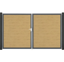 Dvoukřídlá brána s dřevěnou výplní a kovovým rámem