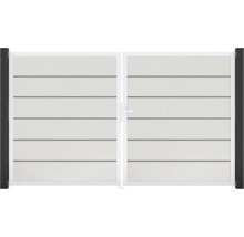 Dvoukřídlá brána z hliníku s vodorovnými lamelami