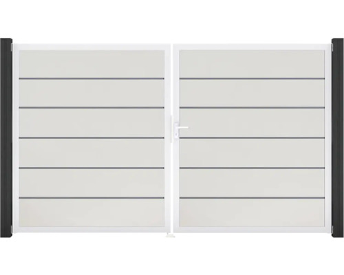 Dvoukřídlá brána z hliníku s vodorovnými lamelami