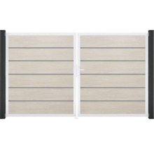 Hliníková dvoukřídlá brána s dřevěným vzhledem