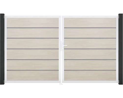 Hliníková dvoukřídlá brána s dřevěným vzhledem