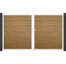 Dvojitá dřevěná brána s rukojetí