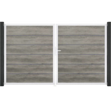 Dvojitá brána z imitace dřeva s rukojetí