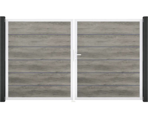 Dvojitá brána z imitace dřeva s rukojetí