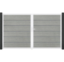 Dvoukřídlá brána s dřevěnou strukturou a kovovým rámem