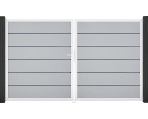 Dvoukřídlá brána z hliníku s vodorovnými lamelami