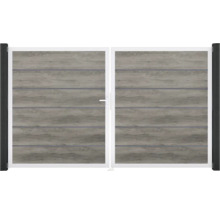 Dvojitá dřevěná brána s kovovým rámem