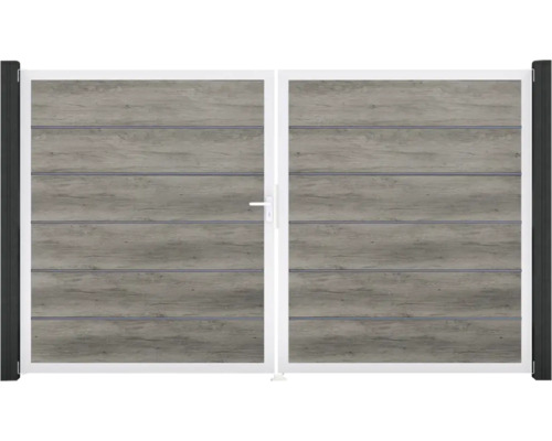 Dvojitá dřevěná brána s kovovým rámem