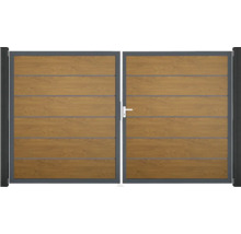 Dvojitá brána z dřeva a kovu