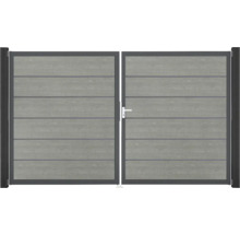 Dvoukřídlá brána s vodorovnými panely a rukojetí