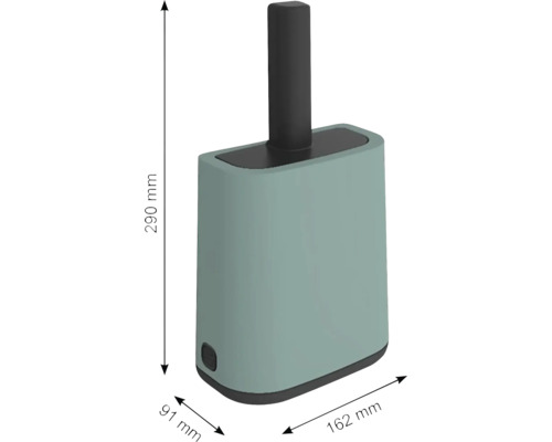 Toaletní komorník o rozměrech 290 mm výška, 91 mm šířka a 162 mm hloubka.