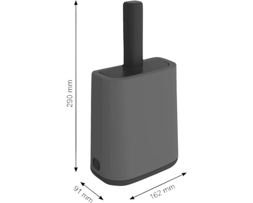 Sada WC štětky o rozměrech 290 mm výška, 91 mm šířka a 162 mm hloubka