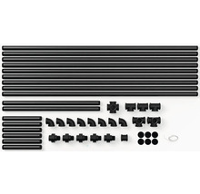 Regálový systém jednotlivé díly s trubkami, spojkami a koncovkami