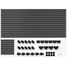 Regálový systém s trubkami, rohovými kusy, T-kusy a nožičkami