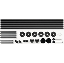 Jednotlivé díly pro regál z trubek, trubkových oblouků, T-kusů, přírub a šroubů