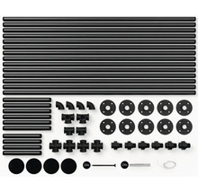 Jednotlivé díly sady pro nástěnný regál s trubkami