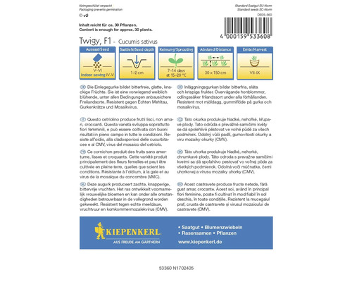 Balení semen okurek značky Kiepenkerl