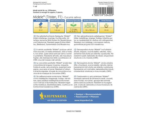Balení semen salátové okurky Midele