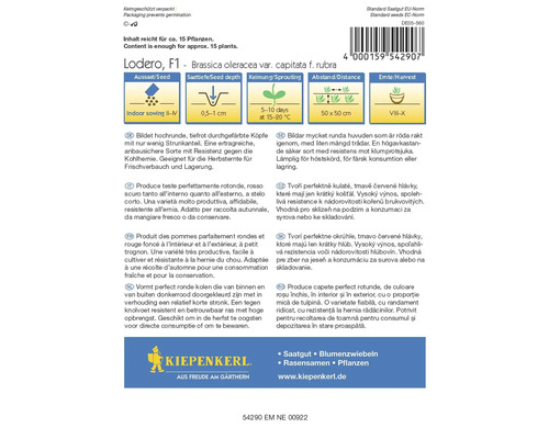 Balíček semen červeného zelí Lodero F1