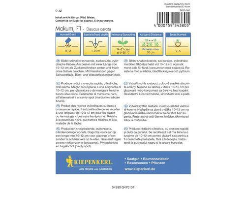 Balení semen mrkve Mokum F1