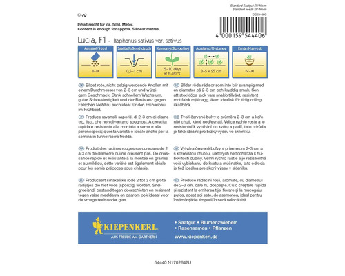 Balíček semen ředkvičky Lucia F1