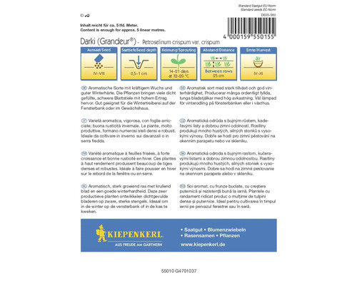 Balení semen petrželky Darki Grandeur s návodem