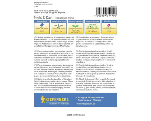 Balení semen lichořeřišnice Night and Day, dostačuje pro přibližně 20 rostlin