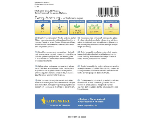 Zwerg-Mischung Antirrhinum majus sáček semen