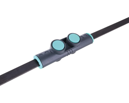 Kovová pásová pila s šedým držákem a dvěma ovládacími prvky