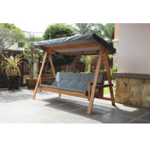 Zahradní houpačka dřevěná GARDEN PLACE Elin 117,5 x 235 x 178,5 cm šedé polstry