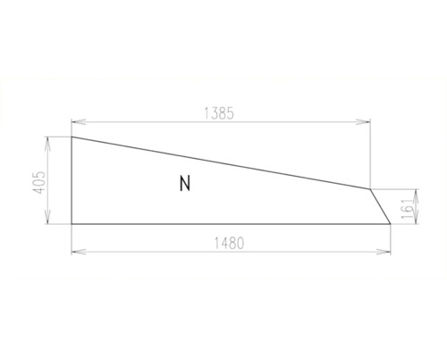 Náhradní sklo 94N-L pro skleník LIMES Praktik 40,5 x 148 cm krajní klín levý Nákres s rozměry