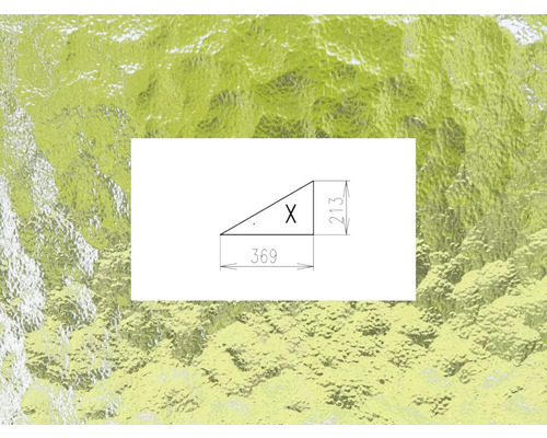 Náhradní sklo 94X-L pro skleník LIMES Praktik 36,9 x 21,3 cm malý trojúhelník levý Technický výkres trojúhelníku s rozměry