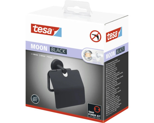 Tesa Moon držák toaletního papíru z černého kovu v balení