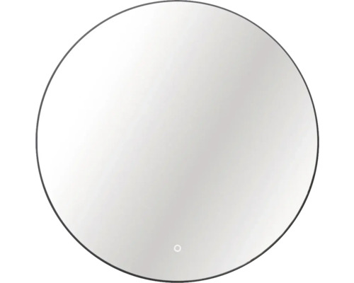 LED Kulaté zrcadlo do koupelny v černém rámu ROUND LINE BACKLIGHT s dotykovým senzorem a vyhřívací podložkou 100 x 100 cm
