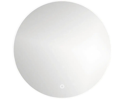 LED Kulaté zrcadlo do koupelny v bílém rámu ROUND LINE BACKLIGHT s dotykovým senzorem a vyhřívací podložkou 100 x 100 cm