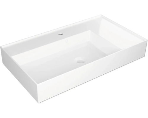 Umyvadlo Jungborn QUATTRO odkládací plocha vpravo 81 x 46 cm lesklá bílá TW08011 Obdélníkové umyvadlo na desku z keramiky