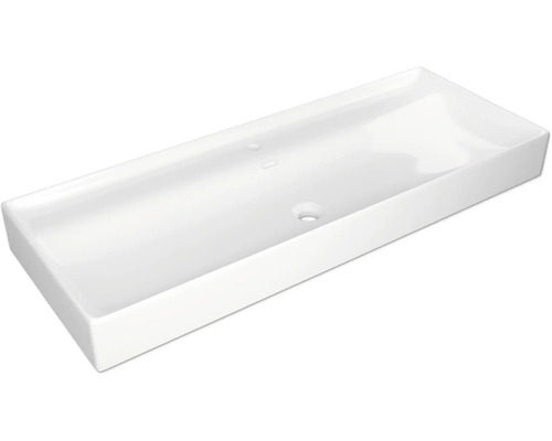 Umyvadlo Jungborn NOVE odkládací plocha vpravo 121 x 46 cm lesklá bílá TC08011 Obdélníkové keramické umyvadlo s otvorem pro baterii a přepadem