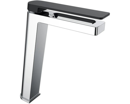 Vysoká umyvadlová baterie z chromovaného kovu s ovládacím prvkem