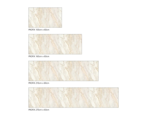 Různé velikosti pracovních desek Profix s mramorovým vzhledem