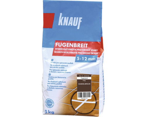 Spárovací hmota KNAUF Fugenbreit Dunkelbraun, 5 kg, tmavě hnědá Knauf Fugenbreit spárovací hmota pro široké spáry, 5 až 12 milimetrů
