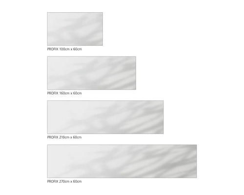 Různé velikosti desek PROFIX: 100 cm x 60 cm, 160 cm x 60 cm, 210 cm x 60 cm, 270 cm x 60 cm