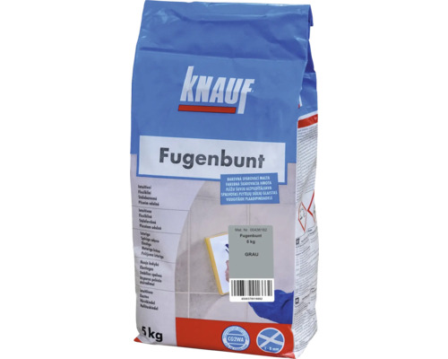 Spárovací hmota KNAUF Fugenbunt Grau, 5 kg, šedá Balení 5 kg spárovací hmoty Knauf Fugenbunt, šedá spárovací hmota na obklady