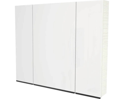Zrcadlová skříňka bez osvětlení Devo Viva 2.0 100 x 15 x 85 cm structure white Bílá zrcadlová skříňka se třemi dvířky do koupelny